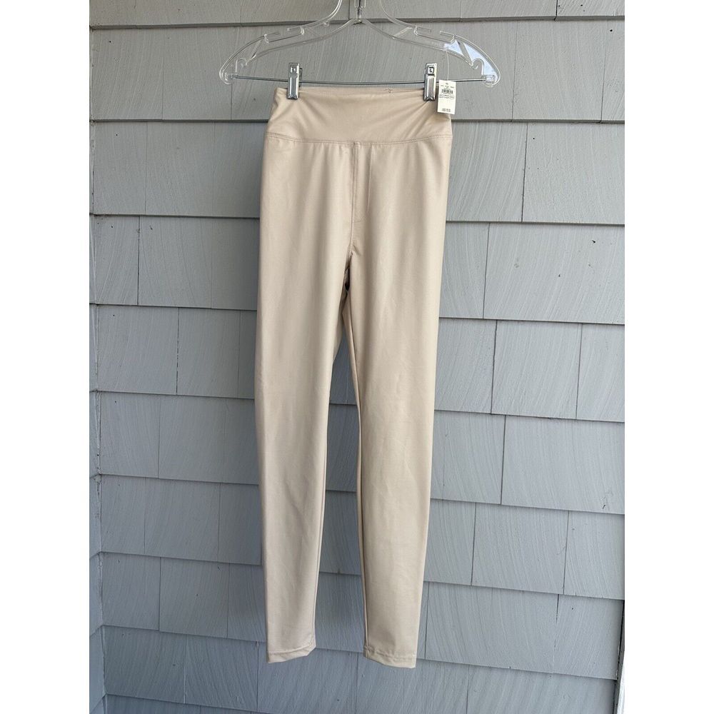 Offline by Aerie Imitation Beige Leather Leggings Size Small‎ Short
